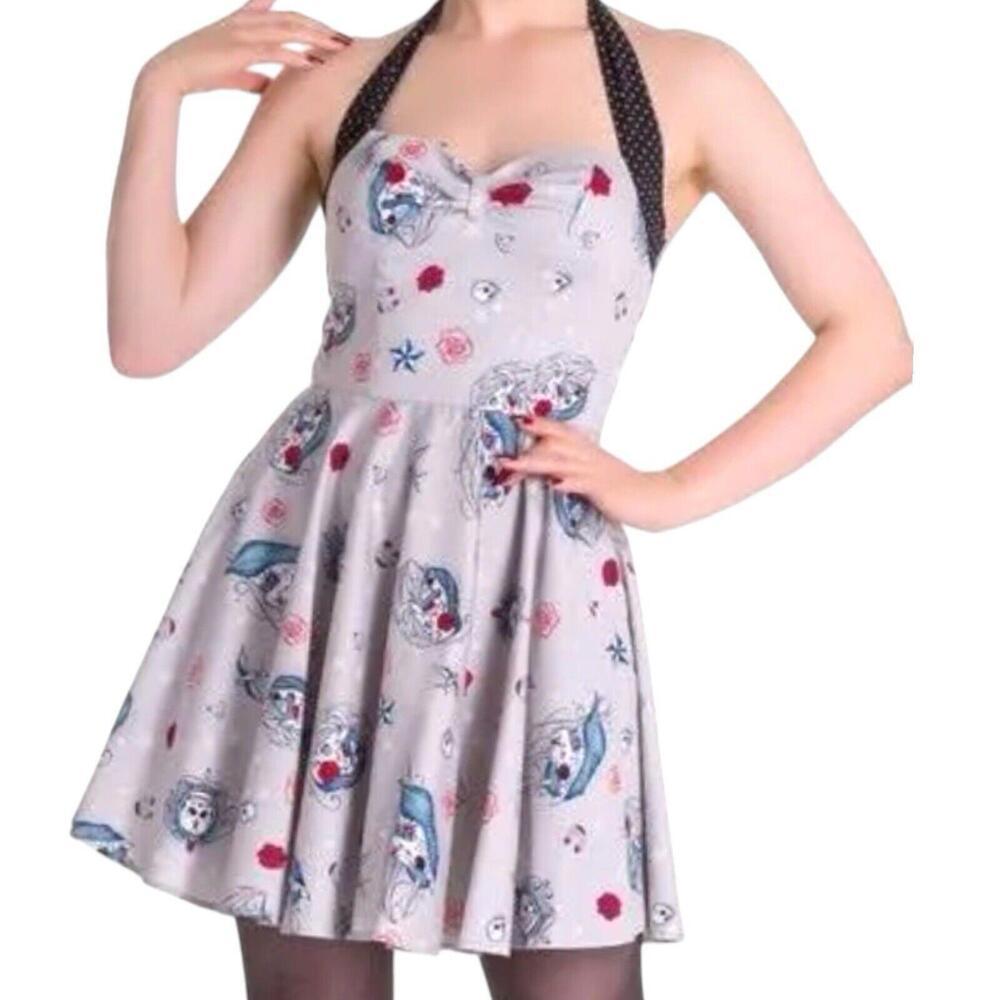 HELL BUNNY Mini Dress Zombie Unicorn Rockabilly Size M/10 Goth Dress Fit & Flare